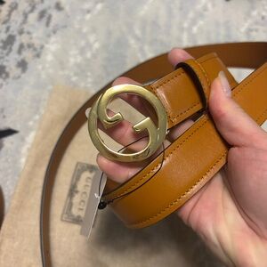 Gucci Blondie Interlocking G Belt Suede Cognac | 690557 CA00G 8351